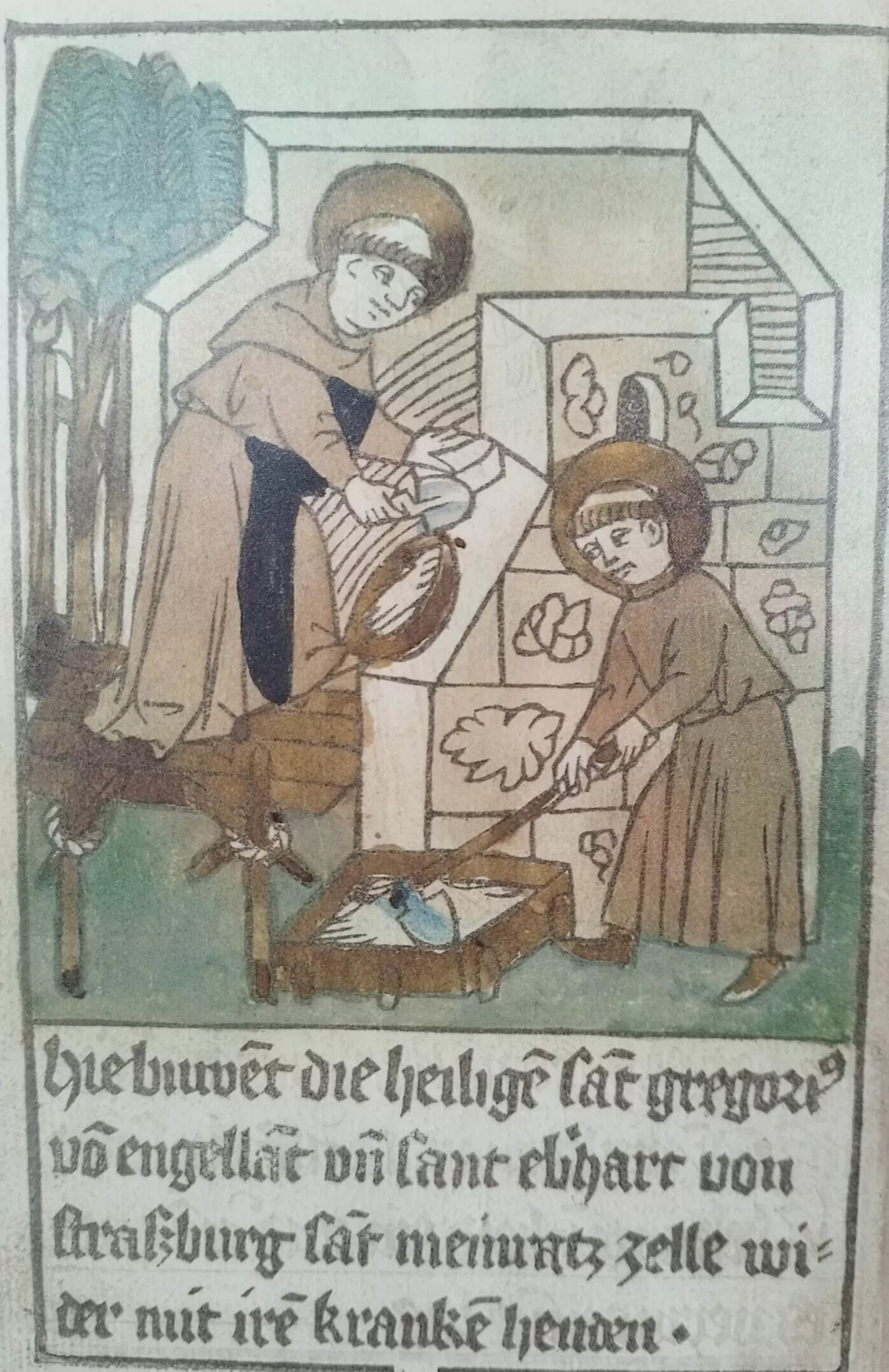 Eberhard von Strassburg and Gregor, an Anglo-Saxon, rebuild Meinrad's chapel together. Eberhard von Strassburg and Gregor, an Anglo-Saxon, rebuild Meinrad's chapel together.