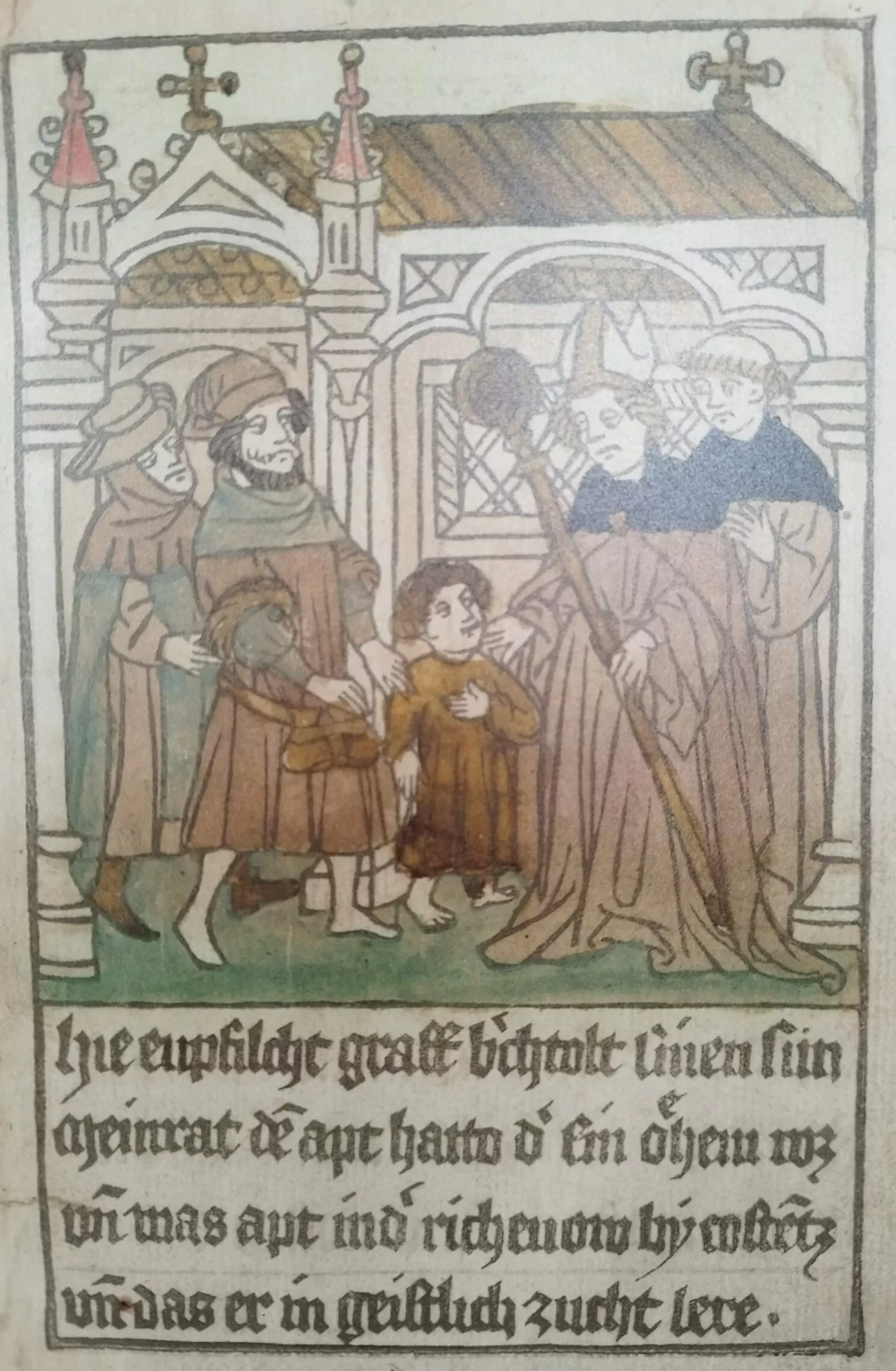 Count Berchthold brings his son Meinrad to the island of Reichenau, where he receives his education. Count Berchthold brings his son Meinrad to the island of Reichenau, where he receives his education.