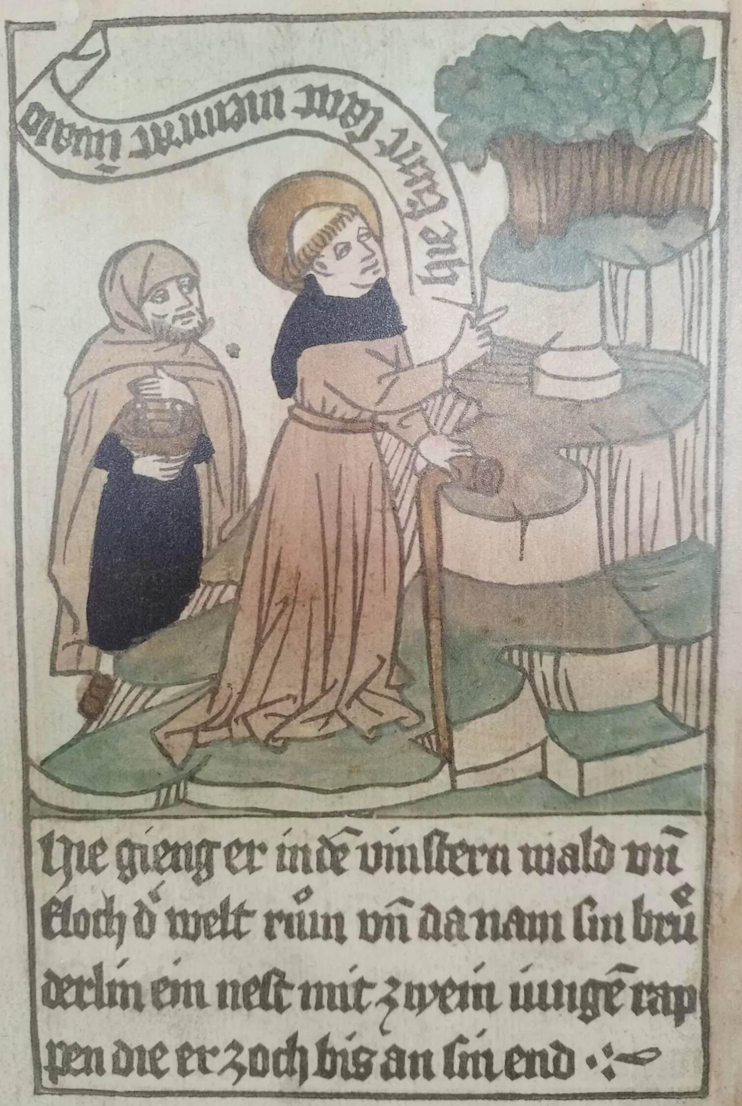 Meinrad retreats further into the Dark Forest and takes with him a nest with two young ravens that will accompany him until his death. Meinrad retreats further into the Dark Forest and takes with him a nest with two young ravens that will accompany him until his death.